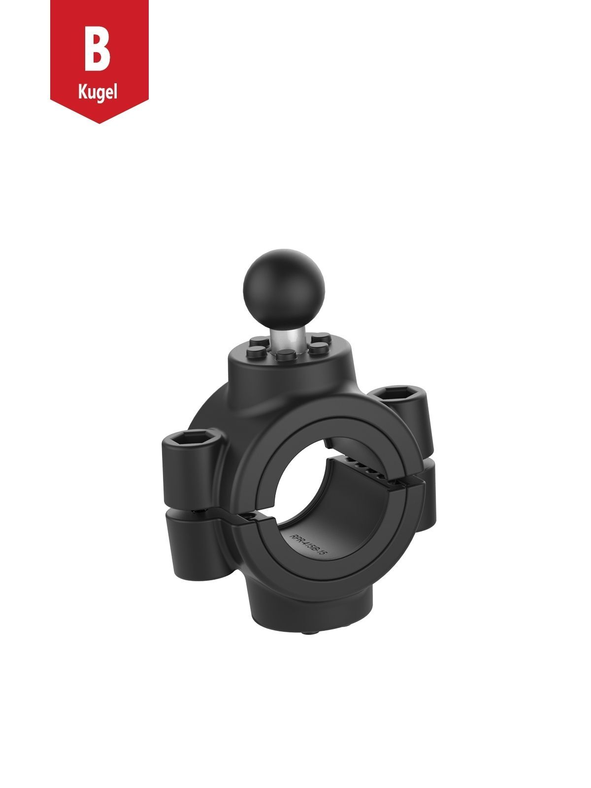 RAM Mounts Torque Rohrschelle für 38,1 - 50,8 mm Durchmesser - mit abschraubbarer B-Kugel (1 Zoll), 1/4"-20 Innengewinde, Sechskant, im Polybeutel