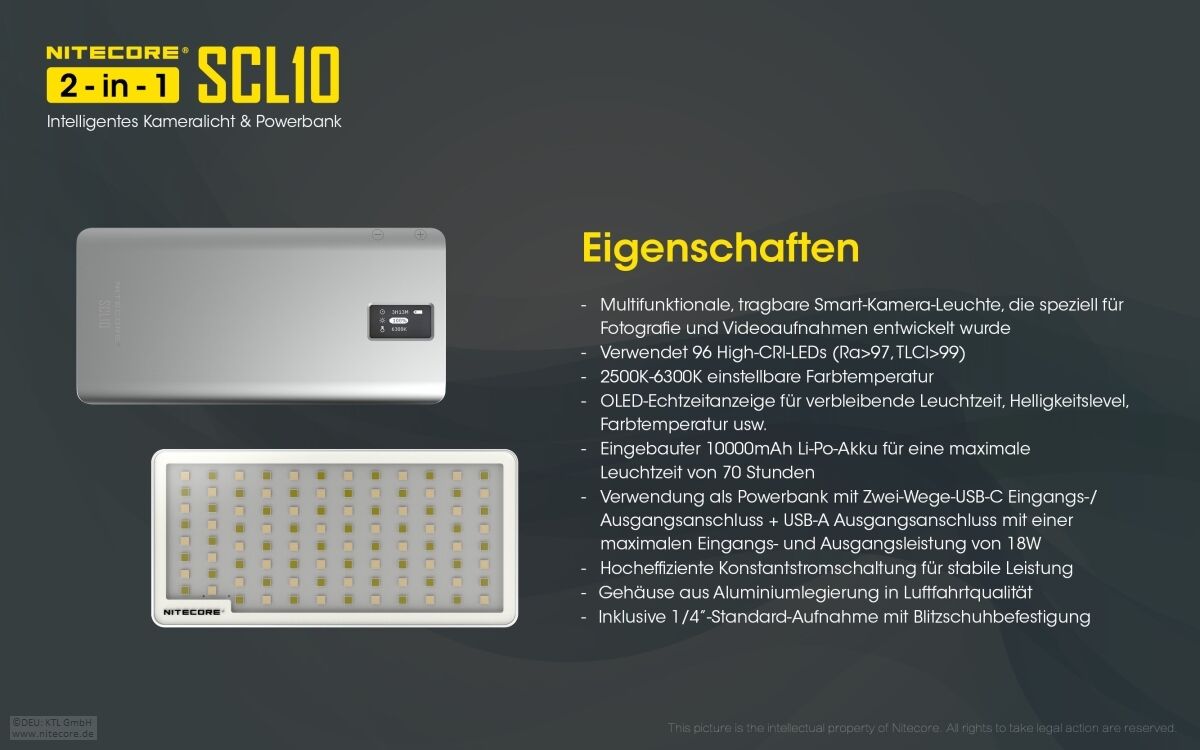 Nitecore Kamera Licht inkl. Powerbank