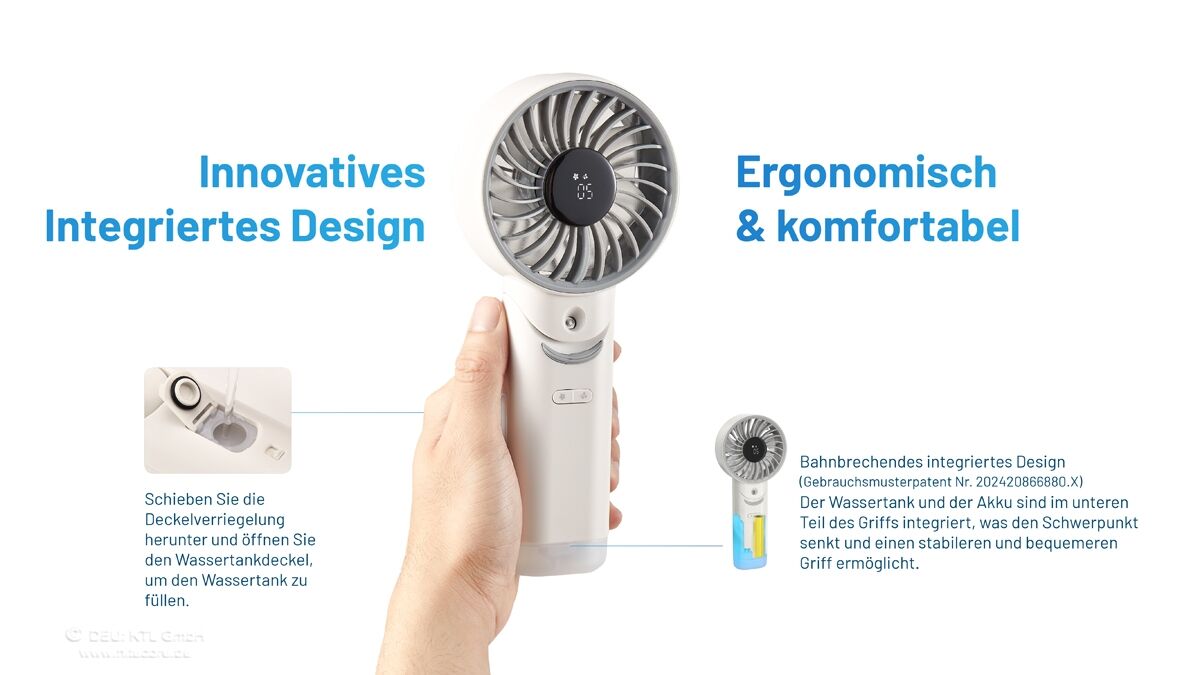 Nitecore izzCool 30 - Handventilator mit Luftbefeuchter, Cloud White
