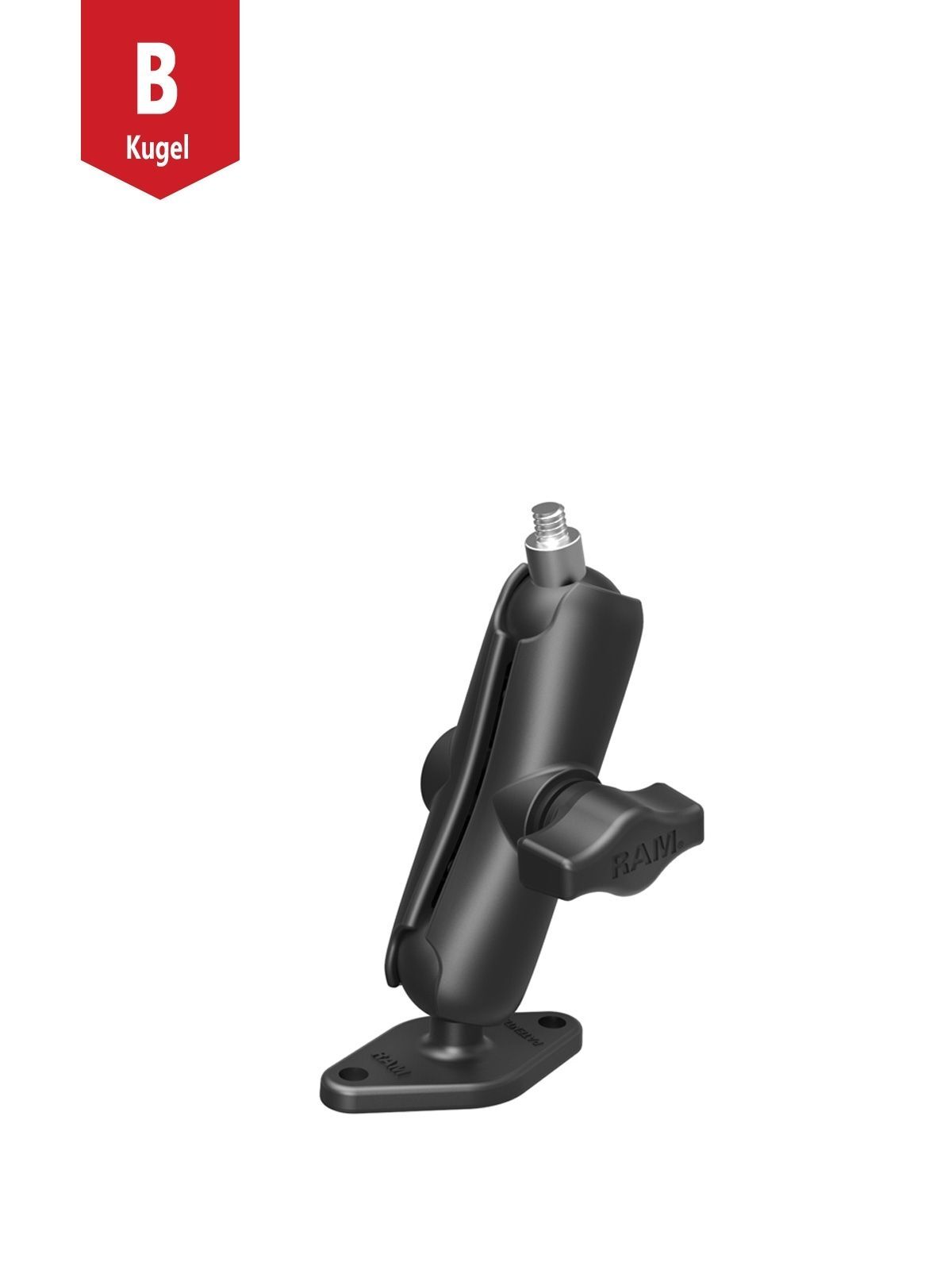 RAM Mounts Aufbau-Set für Kameras - B-Kugel (1 Zoll) - Basiskugel mit 1/4“-20 Gewinde - Mittlerer Verbindungsarm (ca. 94,74 mm) - Diamond (Trapez) Basisplatte (AMPS 2-Loch)