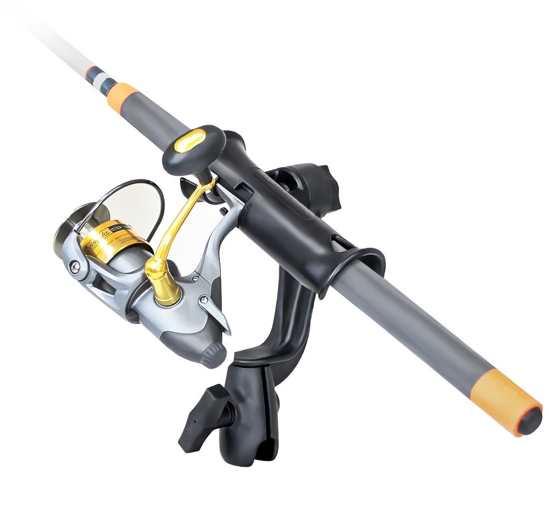 RAM Mounts Tube Jr. Angelruten-Halter mit C-Kugel Aufnahme(1,5 Zoll) - Ratchet-System, Revolution Arm