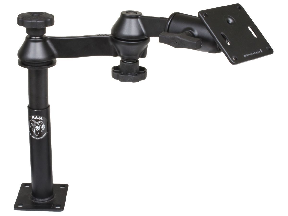 RAM Mounts Doppel-Schwenkarm mit Tele-Pole (ca. 100 mm) und Basis (ca. 175 mm) - Octagon-Verbindungsarm, VESA-Platte (75 x75 mm Lochraster), C-Kugel (