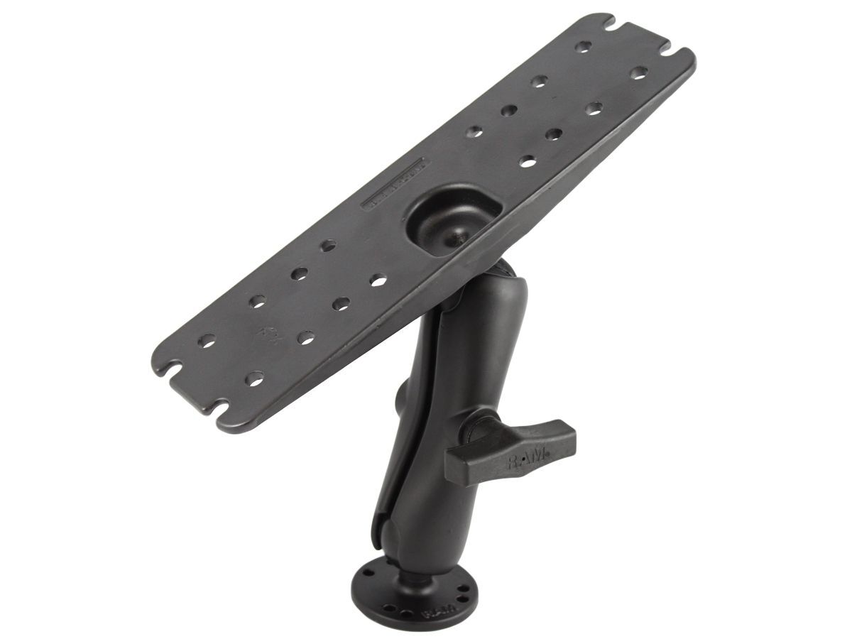 RAM Mounts Universal Aufbauhalterung - runde Basisplatte (AMPS), mittlerer Verbindungsarm, Adapterplatte (3 x 11 Zoll), C-Kugel (1,5 Zoll), im Polybeu