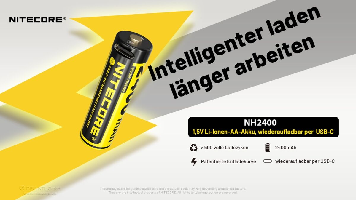 Nitecore Li-Ion Akku, 1,5V, USB-C, 2400mAh, 4er