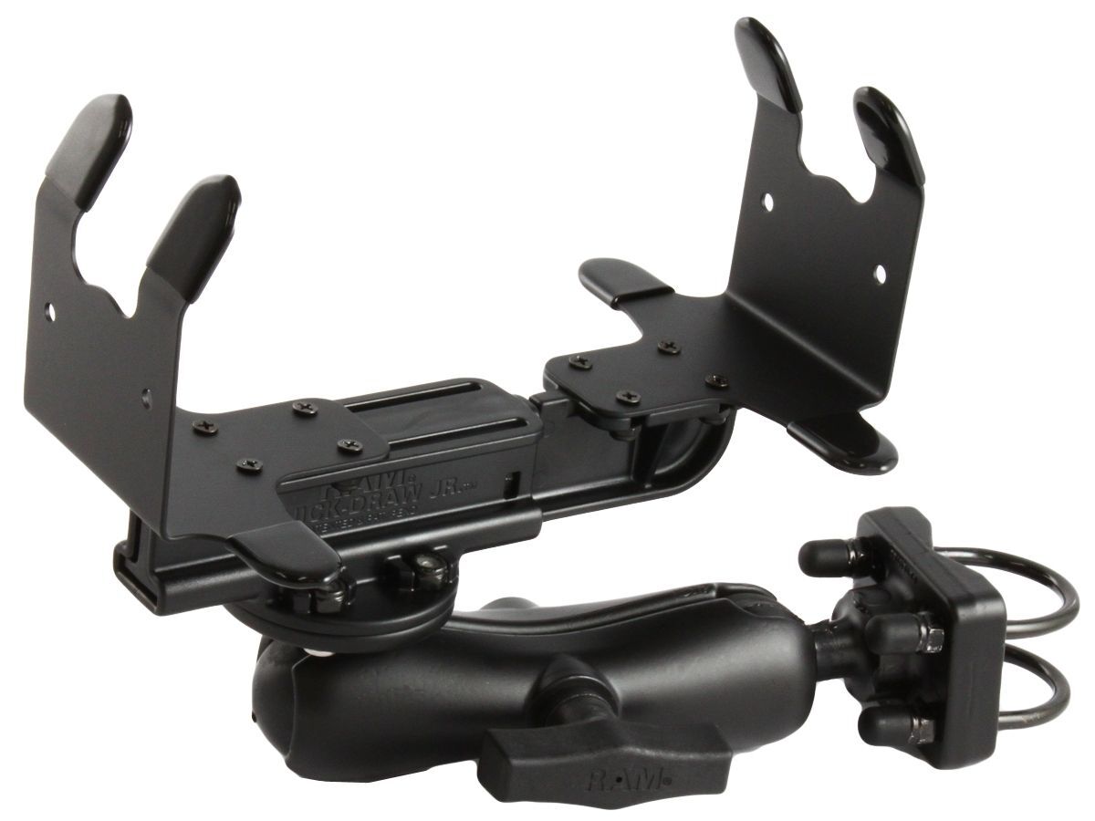 RAM Mounts Quick-Draw Jr. Universal Druckerhalterung mit Montageset - Doppel-Klemmschelle - Mittlerer Verbindungsarm - Runde Basisplatte (C-Kugel - 1,5 Zoll)