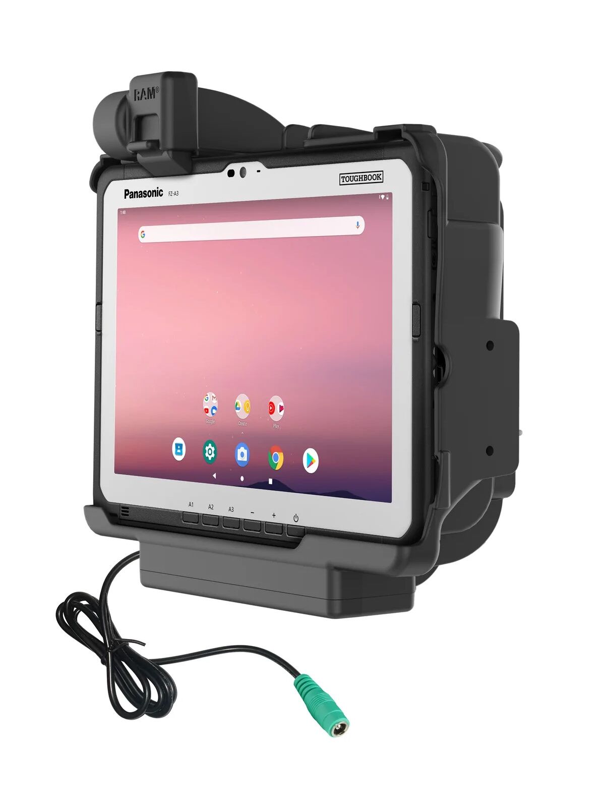 RAM Mounts Form-Fit Halteschale für Panasonic FZ-A3 - Stromanbindung, AMPS 4-Loch- / VESA 75x75 Aufnahme
