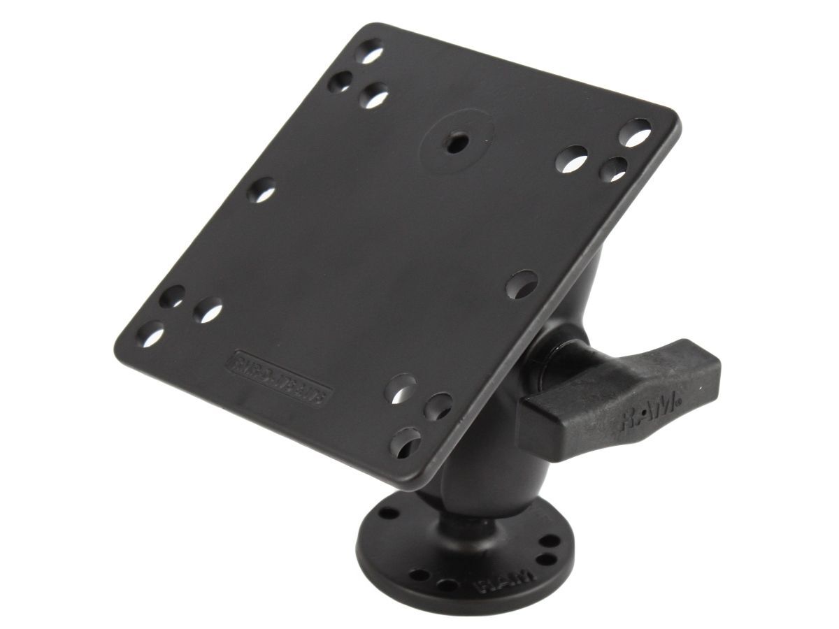 RAM Mounts Aufbau-Set - runde Basisplatte (AMPS), kurzer Verbindungsarm, VESA-Platte (75x75 u. 100x100 mm Lochraster, C-Kugel (1,5 Zoll), im Polybeute