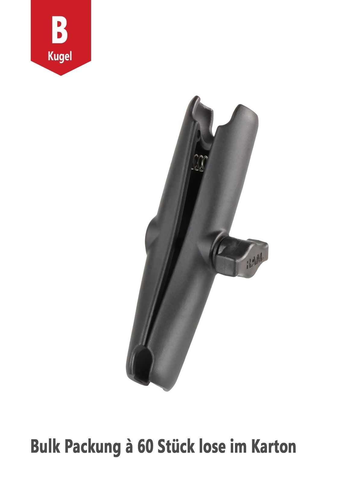 RAM Mounts Verbindungsarm (lang, ca. 150 mm) für B-Kugeln (1 Zoll) - Bulk Packung à 60 Stück (lose im Karton)