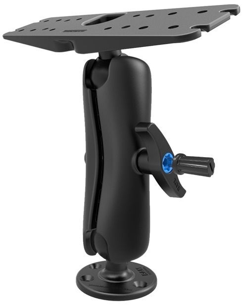 RAM Mounts Aufbau-Set mit Pin-Lock Sicherung - runde Basisplatte, mittlerer Verbindungsarm mit Pin-Lock Inlet, Pin-Lock Adapter, Adapterplatte (mit Un