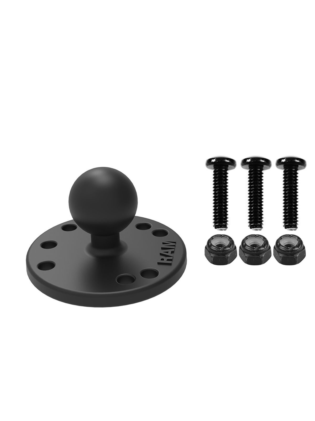 RAM Mounts Basisplatte rund - B-Kugel (1 Zoll), Platten-Durchmesser 63,5 mm, AMPS-Lochraster, Schrauben-Set (Garmin Echo 100/150)