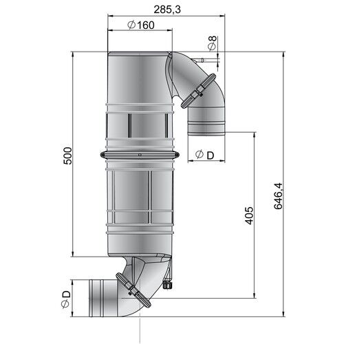 Vetus Kunststoff Schwanenhals / Schalldämpfer 75mm