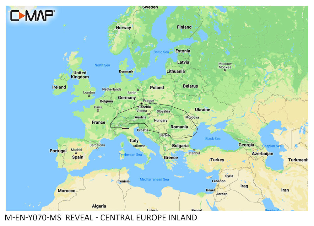 C-MAP REVEAL: M-EN-Y070-MS Central Europe Inland