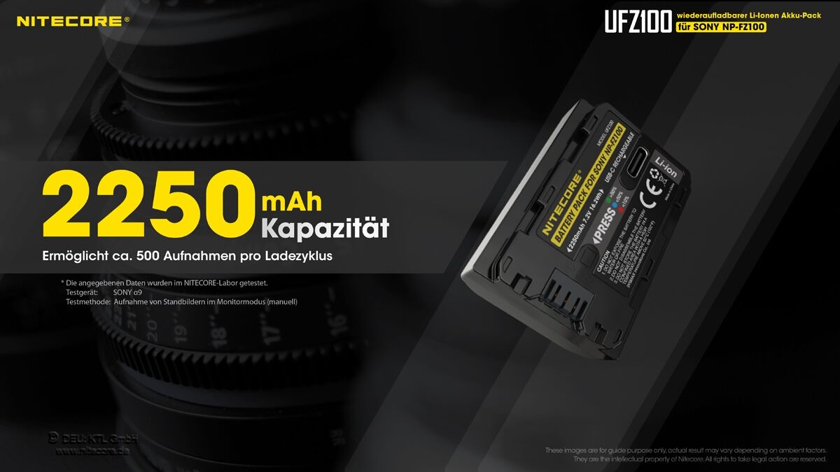 Nitecore UFZ100 - 2250mAh, USB-C Ladeport