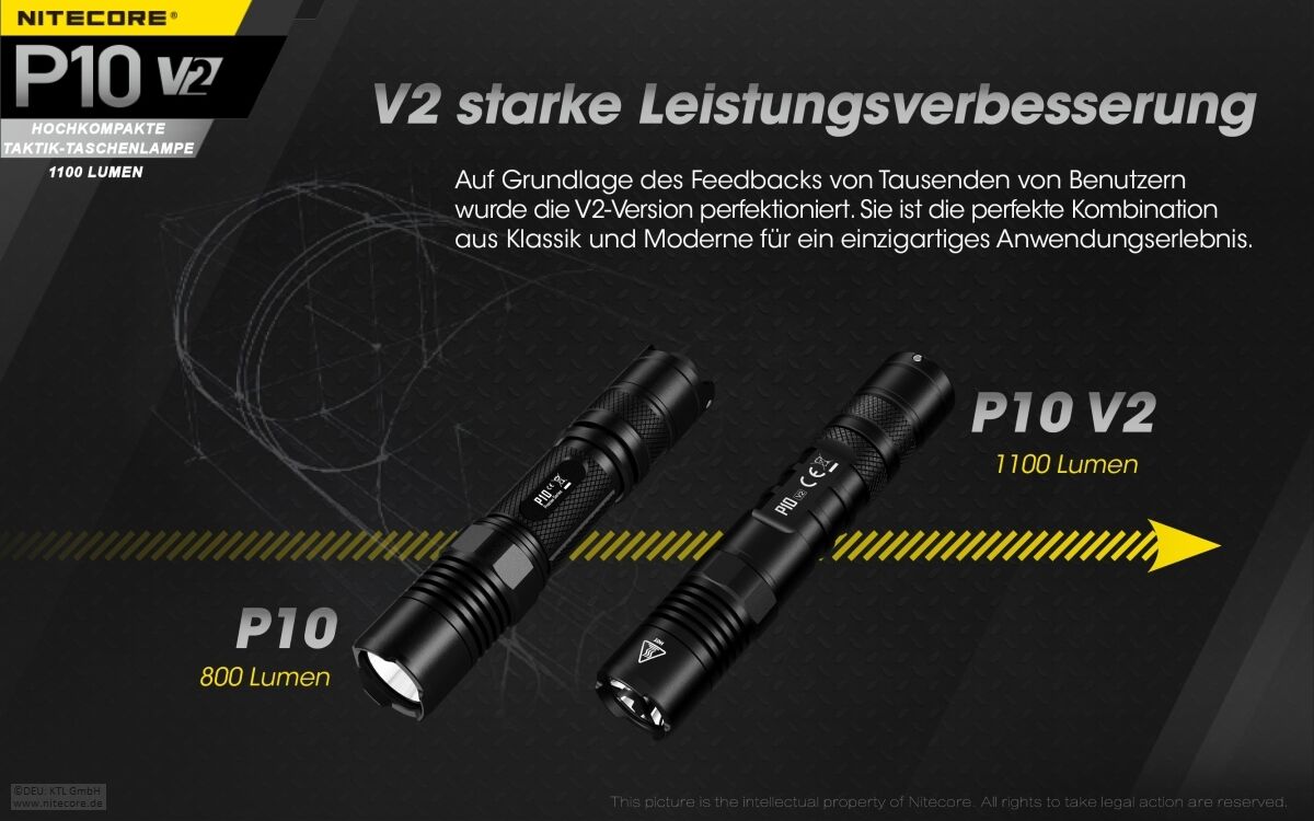Nitecore P10 V2 - 1100 Lumen
