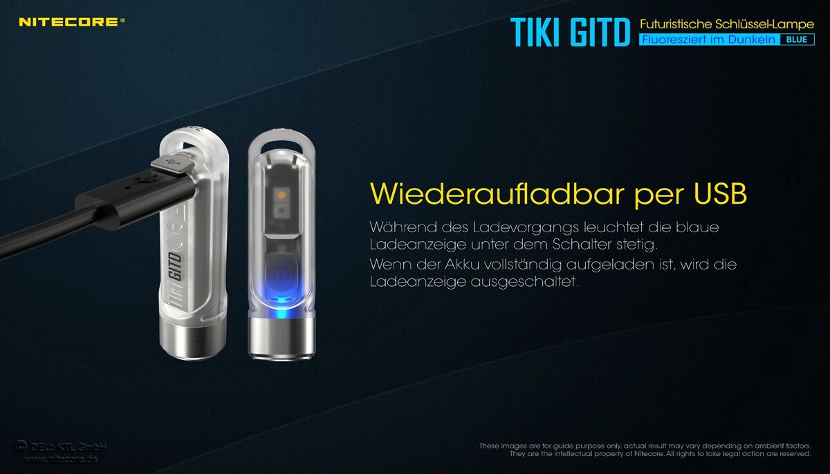 Nitecore TIKI GITD - Glow in the dark - BLUE