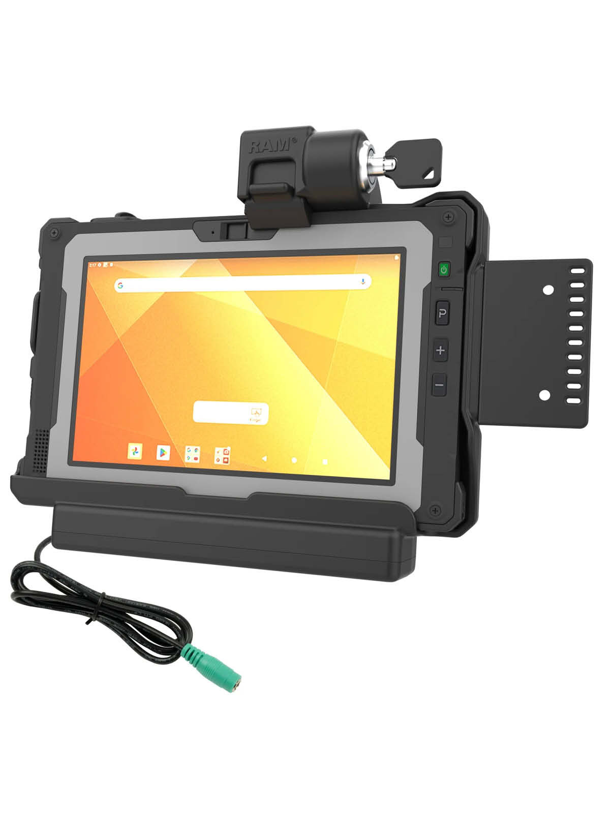 RAM Mounts Form-Fit Halteschale (Schlüsselverriegelung) für Getac ZX80 Rugged Tablet - 5.5mm DC-Anschluss