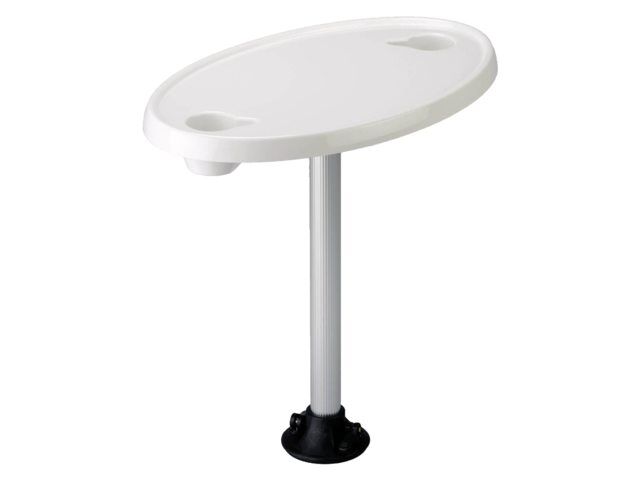 Tischsäule mit Tischplatte mit Quick Release oval