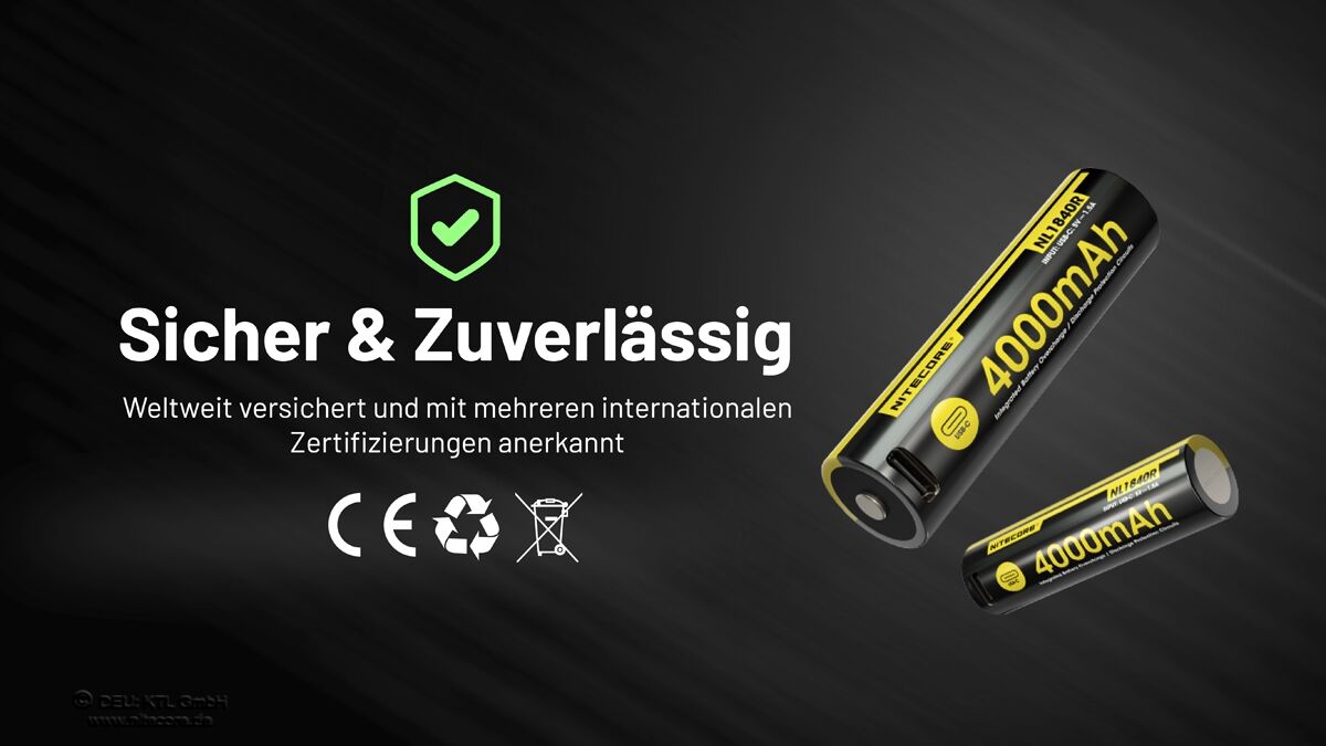 Nitecore Li-Ion 18650 Akku 4000mAh - USB-C- NL1840R