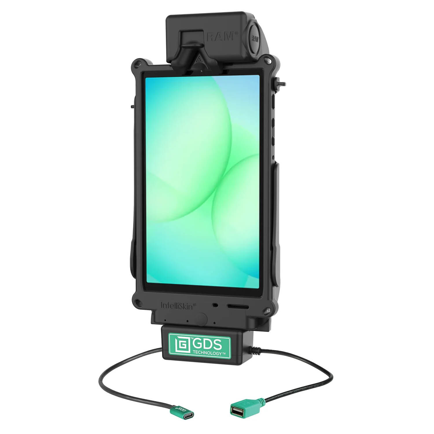 RAM Mounts GDS Tough-Dock Halteschale (Schnappverschluss) für Samsung Tab A7 Lite (8.7“) & A9 - in IntelliSkin Next Gen Schutzhülle - USB-C & USB-A-Anschluss
