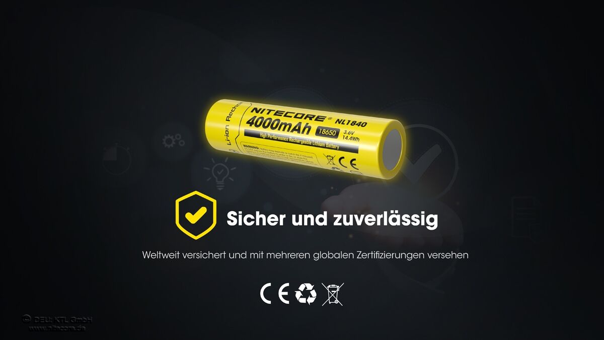 Nitecore Li-Ion Akku 18650, 4000mAh - NL1840