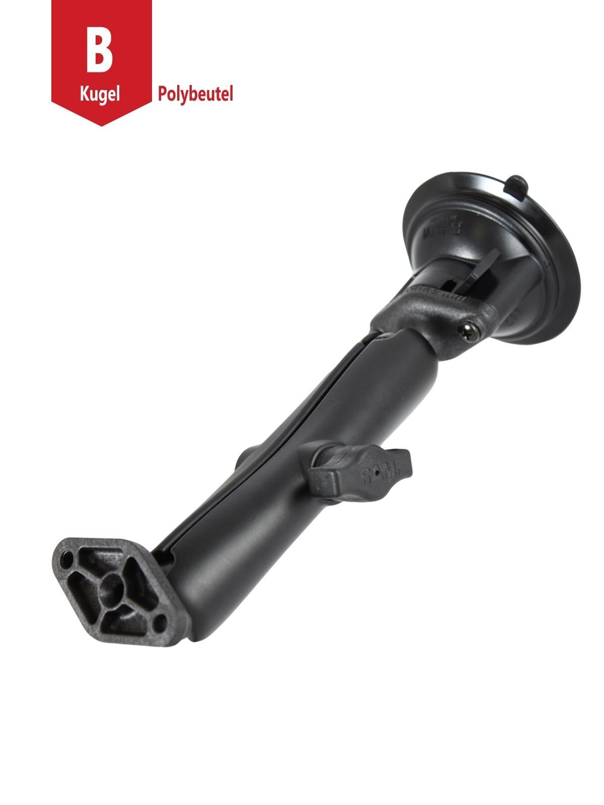 RAM Mounts Saugfuss-Set mit Diamond-Anbindung - langer Verbindungsarm (Aluminium), Diamond-Basisplatten (Verbundstoff), B-Kugel (1 Zoll)