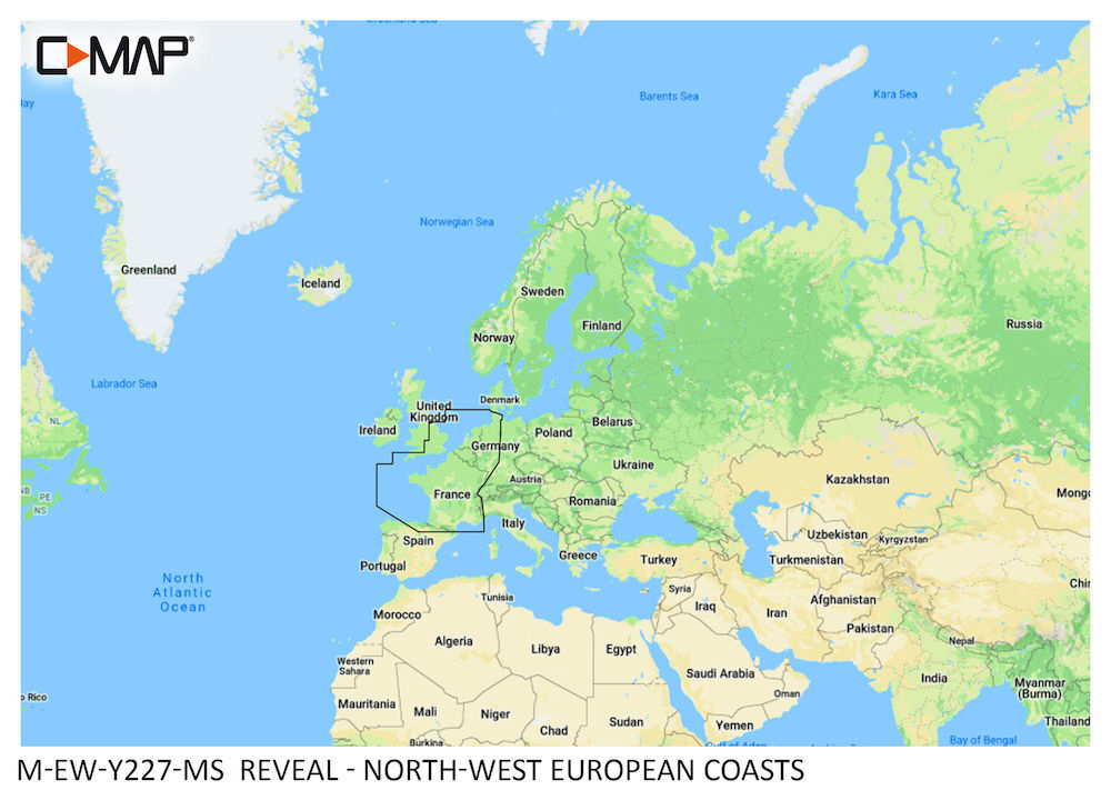 C-MAP REVEAL: M-EW-Y227-MS  North-West European Coasts