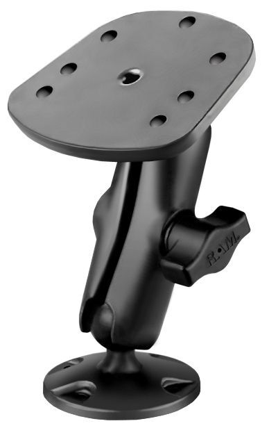 RAM Mounts Verbundstoff-Aufbau-Set für Humminbird Piranha - runde Basisplatte, mittlerer Verbindungsarm, Adapterplatte, B-Kugel (1 Zoll), im Polybeute