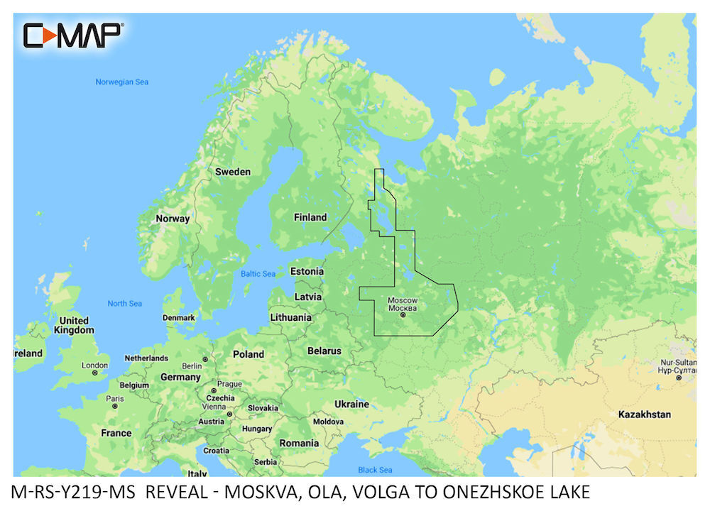 C-MAP REVEAL: M-RS-Y219-MS Moskva, Ola, Volga to Onezhskoe Lake