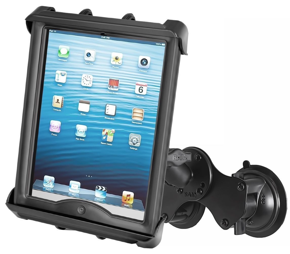RAM Mounts Doppel-Saugfuss-Halterung für Apple iPad Pro 9.7 - B-Kugel (1 Zoll), Tab-Tite Halteschale, mittlerer Verbindungsarm