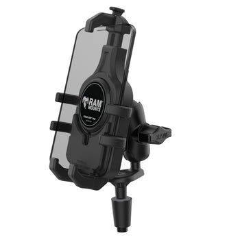 RAM Mounts Quick-Grip Pro Motorrad-Halterung für Smartphones - B-Kugel (1 Zoll), Lenkerkopf-Basis, kurzer Verbindungsarm