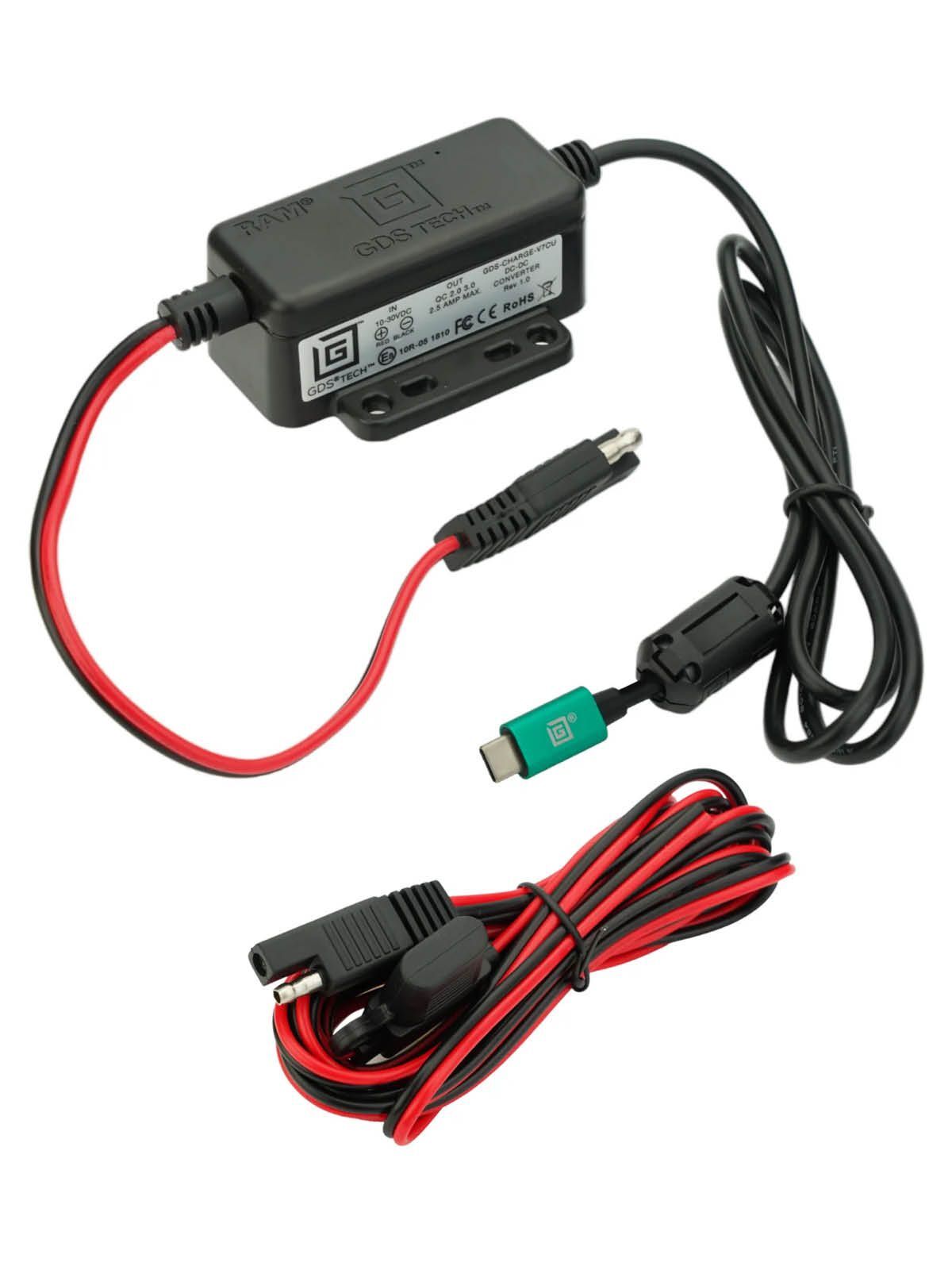 RAM Mounts GDS Strom-Modul - SAE/offene Enden, 10-30V DC Eingang, 5.42V - 9V DC Ausgang, USB-C (männlich)