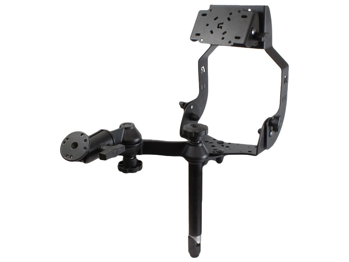 RAM Mounts Display-Halterung, schwenkbar - Tele-Post (203,2 mm lang), mit schwenkbarer zusätzlicher Anbindung (runde Basisplatte), D-Kugel (2,25 Zoll)