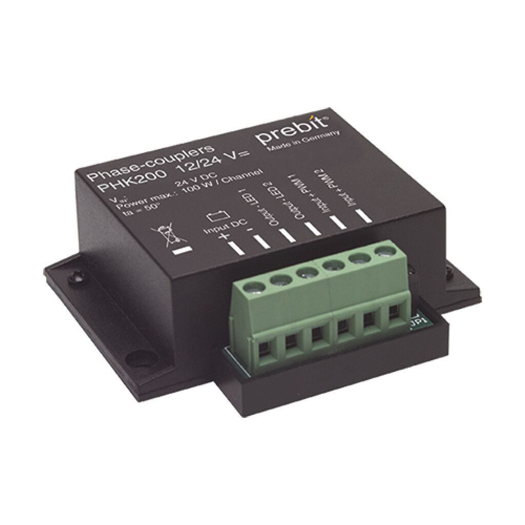 PHK200 Phasen-Koppler 2-Kanal für LED-Streifen, welchsel von CA auf CC Steuerung, 12/24VDC