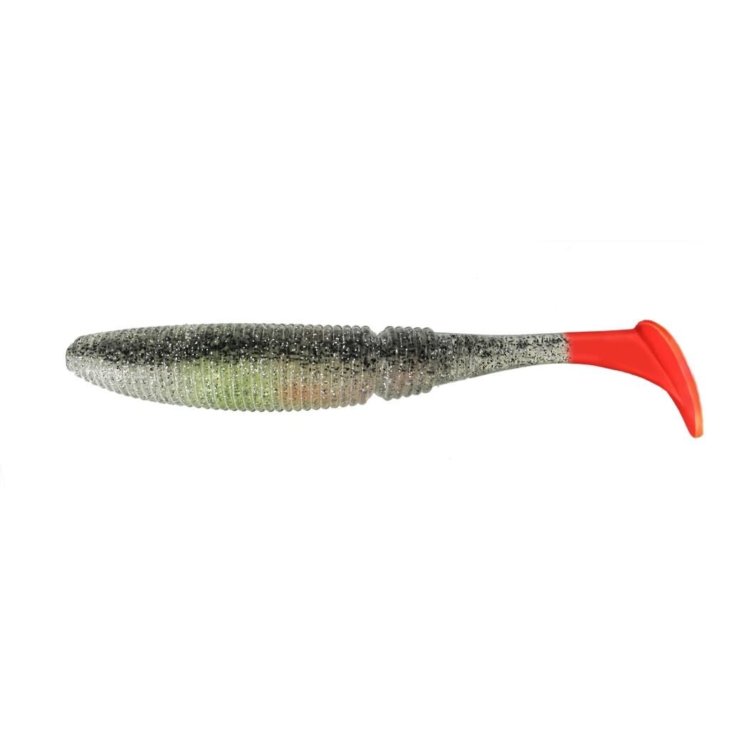 Jenzi Gummifisch Fire Tail Shad mit rotem Schwanz und UV-Lackierung, Farbe A  13 cm