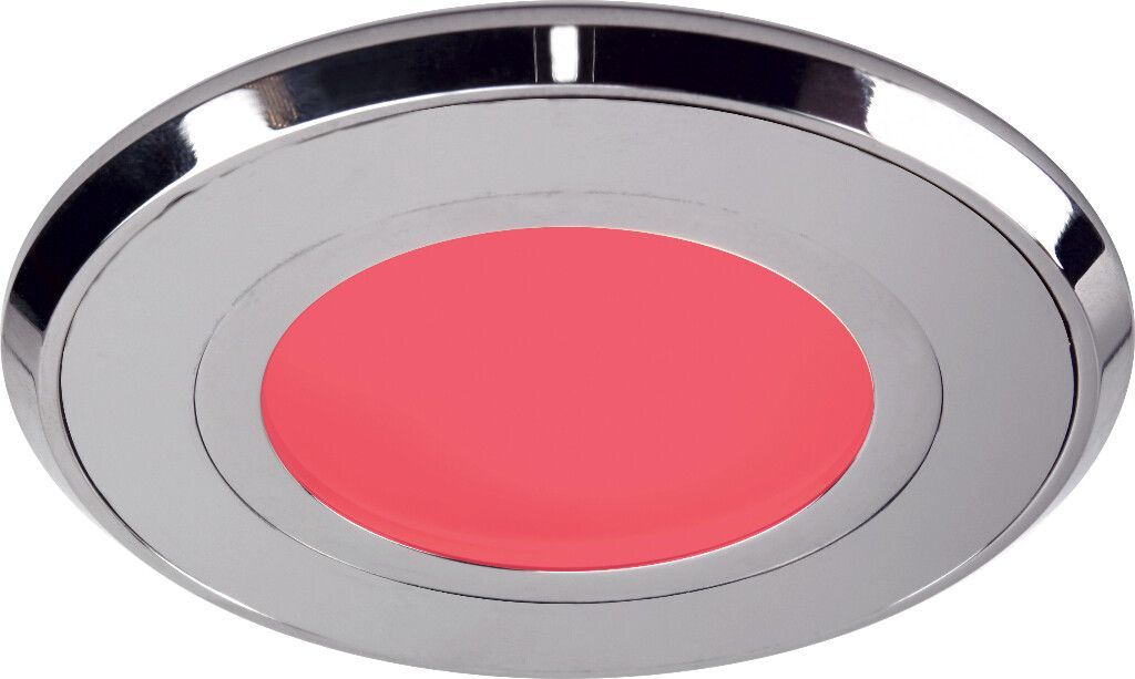 LED-Einbauleuchte EB32R-3 Master, V4A (AISI316L) poliert, 10-30V DC,max.3W, IP67,Ø85mm, rot/warmweiß
