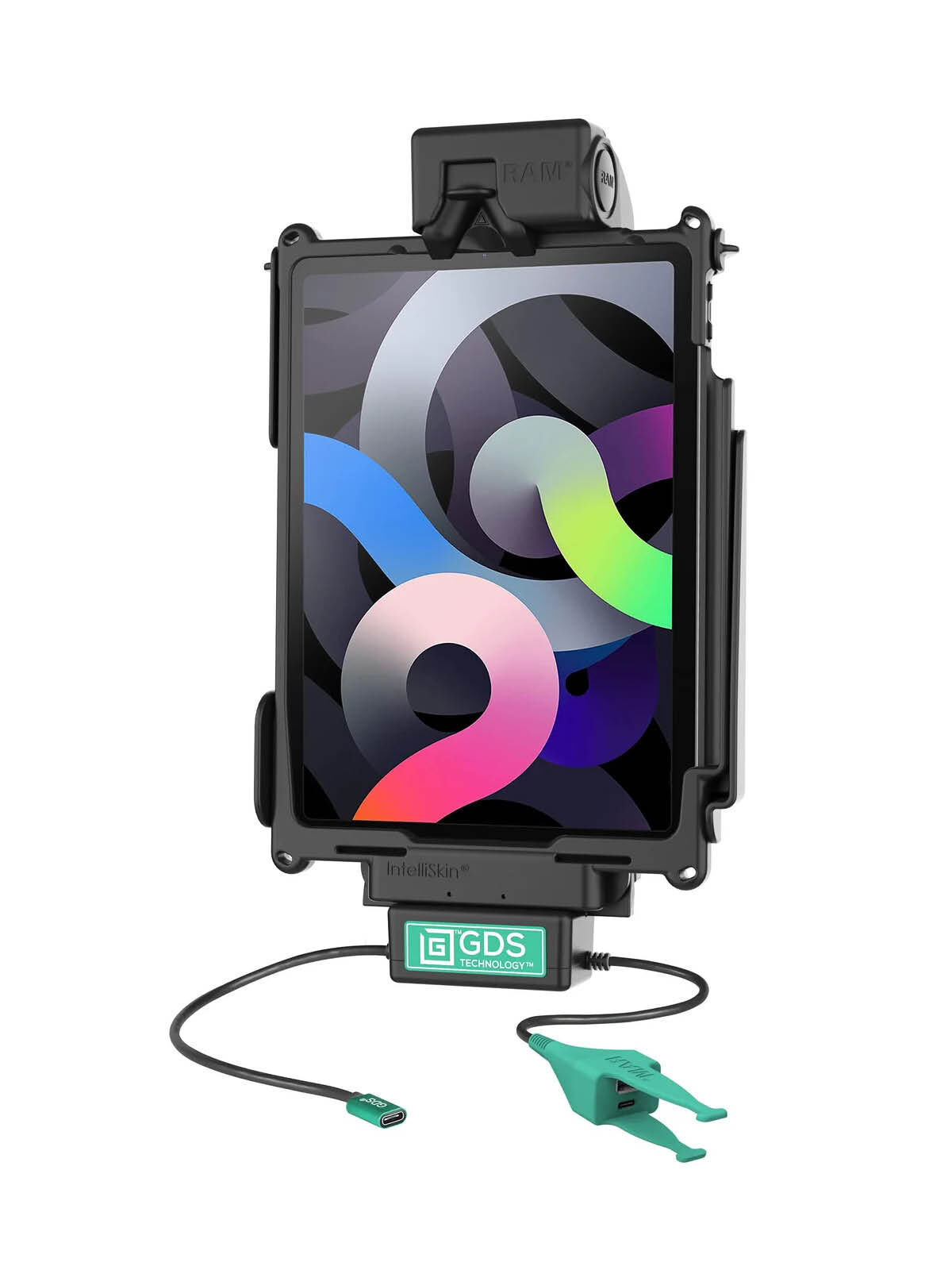 RAM Mounts GDS Tough-Dock Halteschale (Schnappverschluss) für Apple iPad 10. & 11. Gen, Pro 11" (M4), Air 11" (M2 & M3) - In IntelliSkin Next-Gen Schutzhülle - USB-C & USB-C/A Anschluss