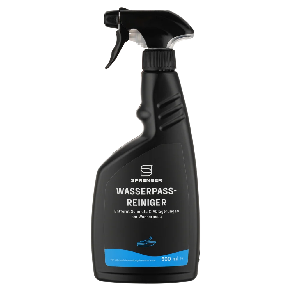 Sprenger Wasserpass-Reiniger 500ml in einer Detailansicht des Flaschenprodukts.