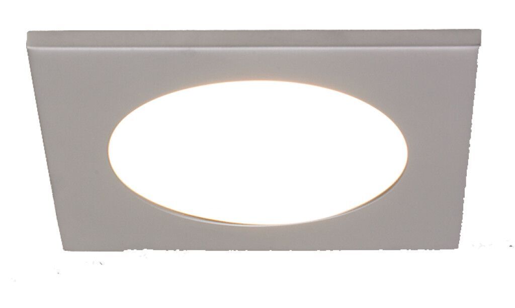 LED-Einbauleuchte EBQ12-1 (Slave) quadratisch, chrom-matt, 10-30V DC, max. 3W, warmweiß