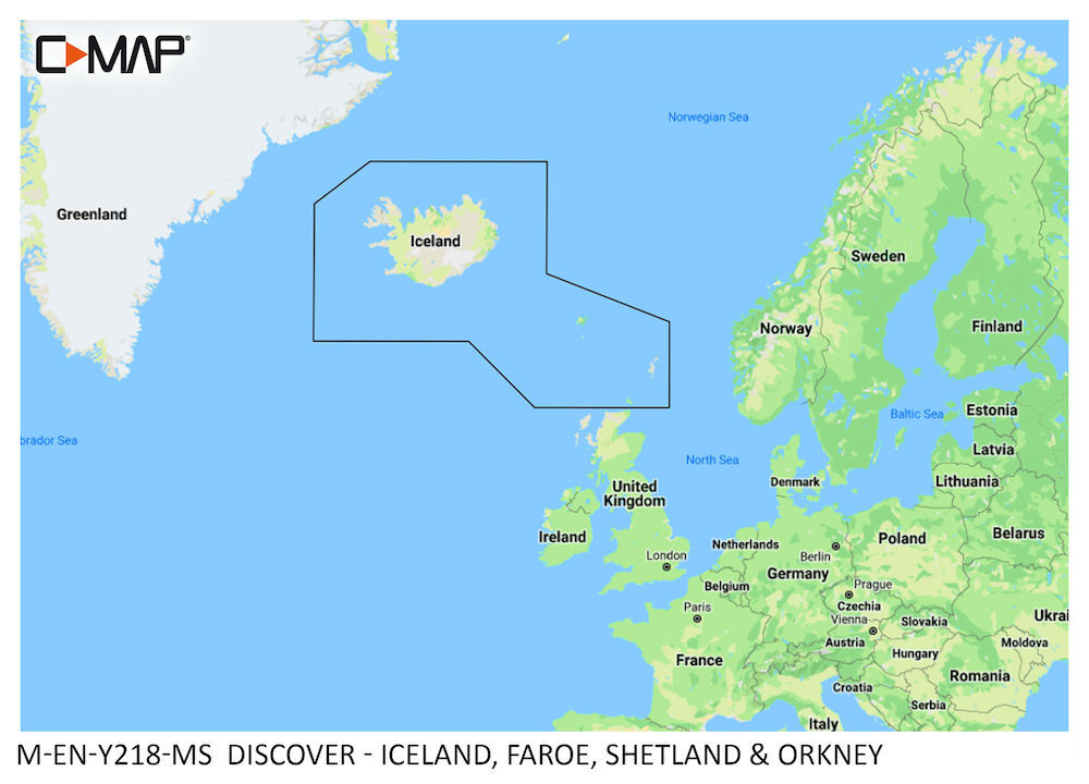 C-MAP DISCOVER:  M-EN-Y218-MS  Iceland, Faroe, Shetland & Orkney