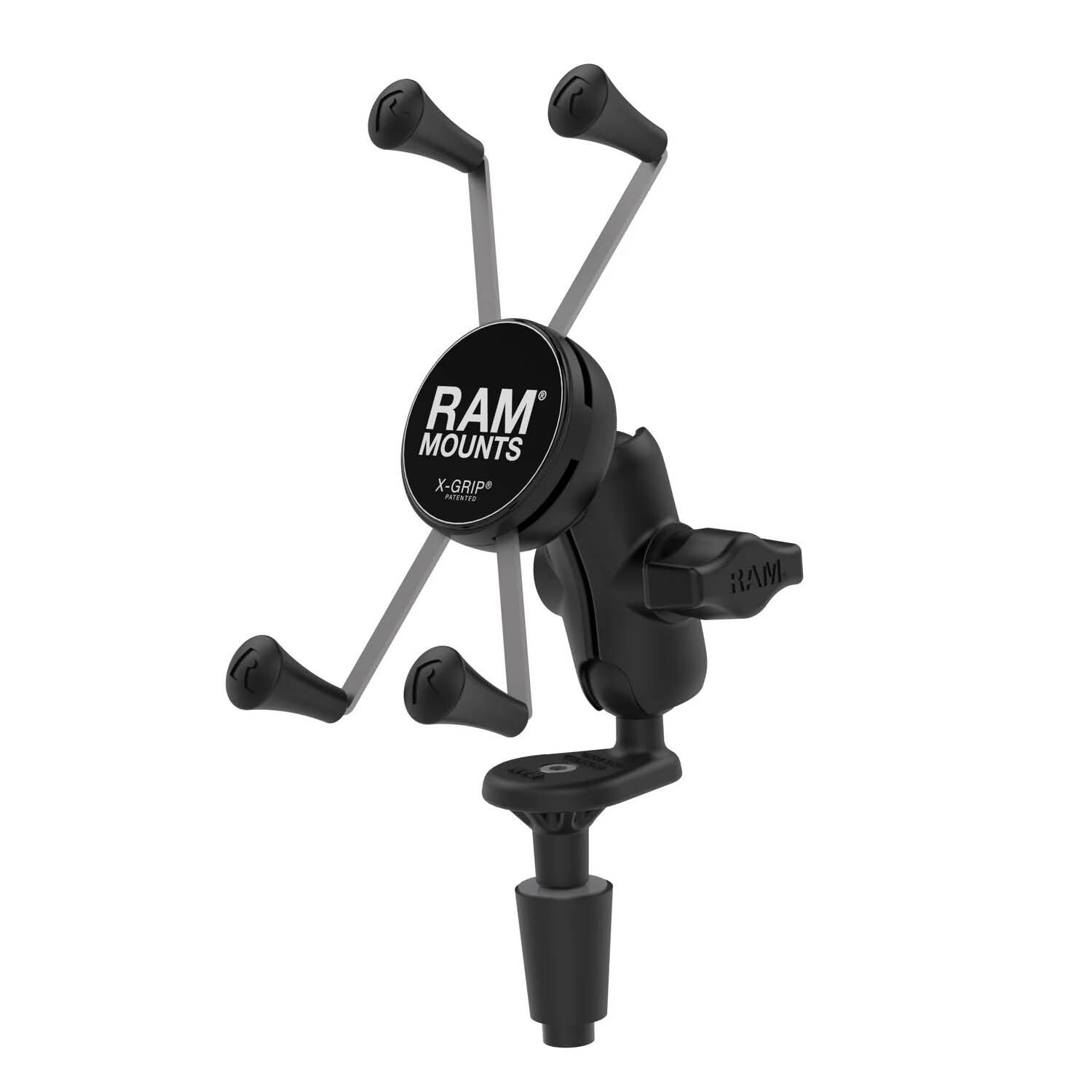 RAM Mounts X-Grip Motorrad-Halterung für Smartphones - Bis 114,3 mm Breite - Kurzer Verbindungsarm - Lenkerkopf-Adapter (Durchmesser 12 mm bis 38 mm) - B-Kugel (1 Zoll) - Schrauben-Set