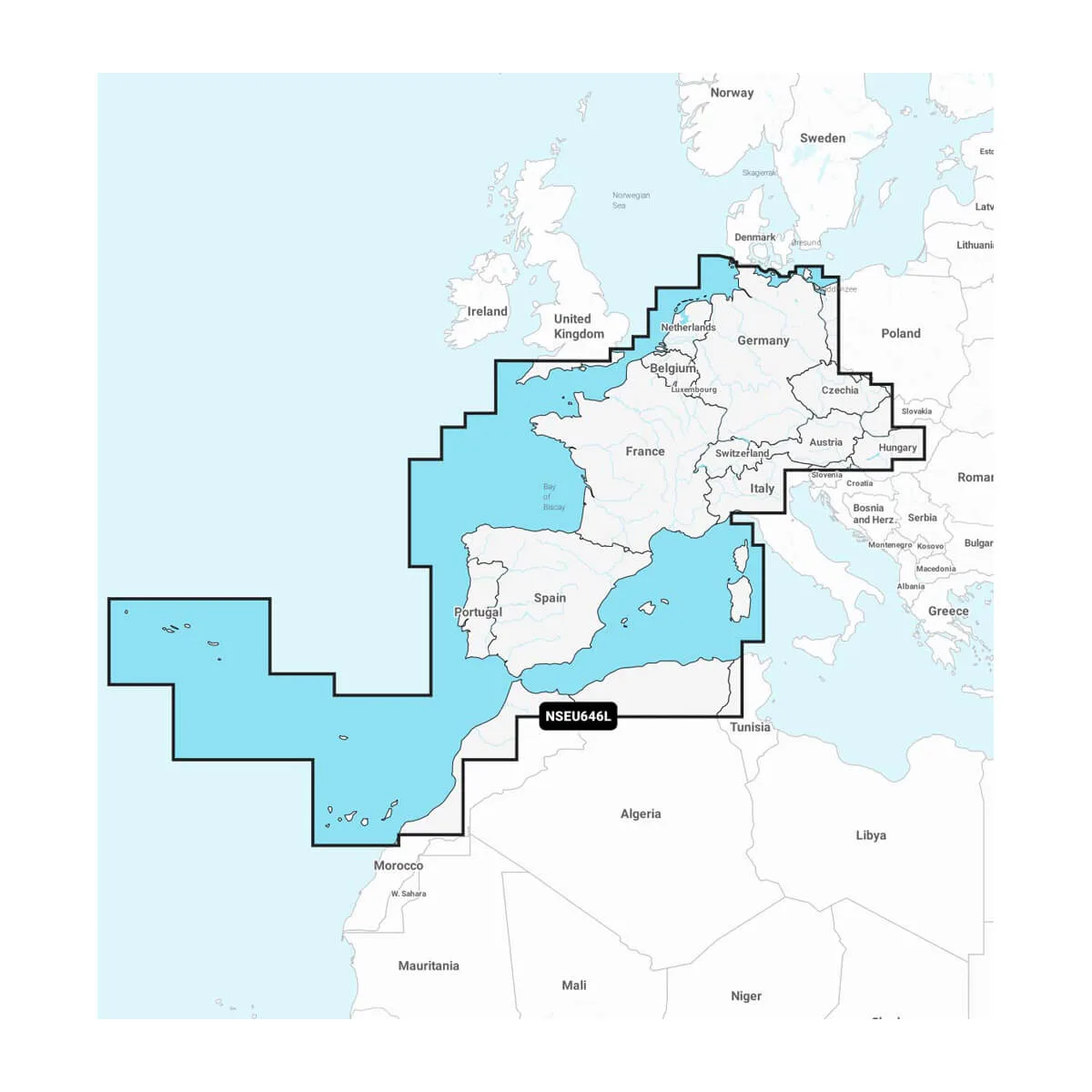 Garmin Navionics+ NSEU646L Europa, Zentral & Westen Seekarte