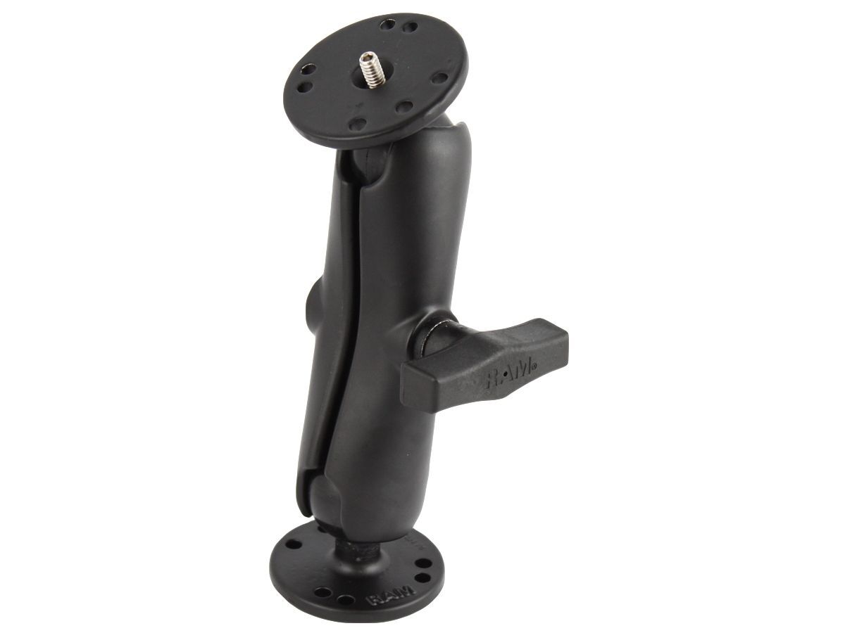 RAM Mounts Aufbau-Set - runde Basisplatte (AMPS), mittlerer Verbindungsarm, runde Basisplatte mit 1/4-20 Gewindestift, C-Kugel (1,5 Zoll), im Polybeut