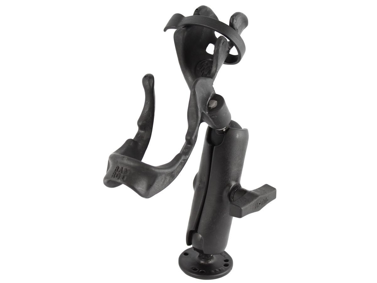 RAM Mounts Rod 2000 Angelrutenhalterung (Salzwasser beständig) - runde Basisplatte (AMPS), mittlerer Verbindungsarm, Kugel mit Ratchet-System, C-Kugel