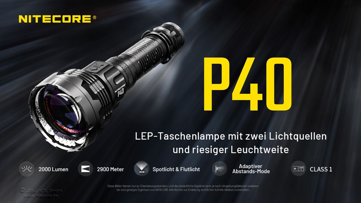 Nitecore P40 - LEP-Laser Lampe, 2000 Lumen
