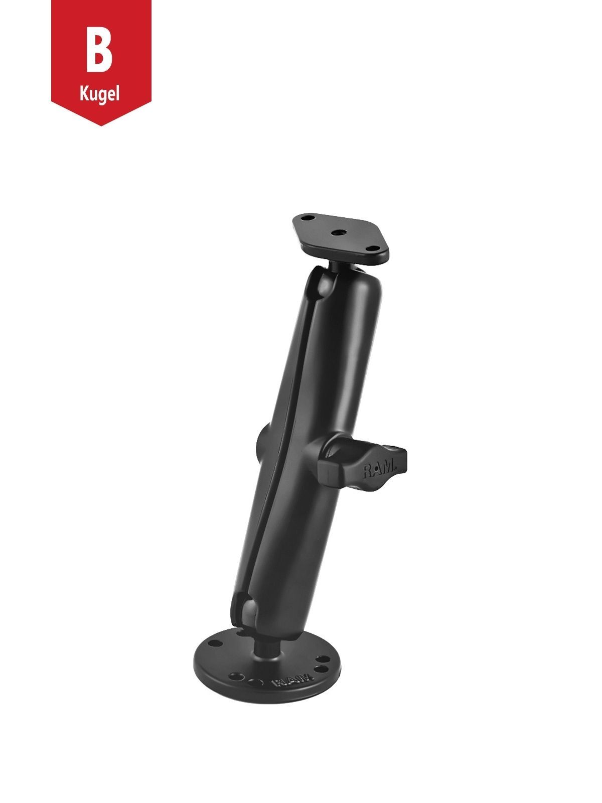 RAM Mounts Aufbau-Set - B-Kugel (1 Zoll) - Runde Basisplatte (AMPS) - Langer Verbindungsarm (ca. 152,4 mm) - Diamond (Trapez) Basisplatte (AMPS 2-Lochmuster)