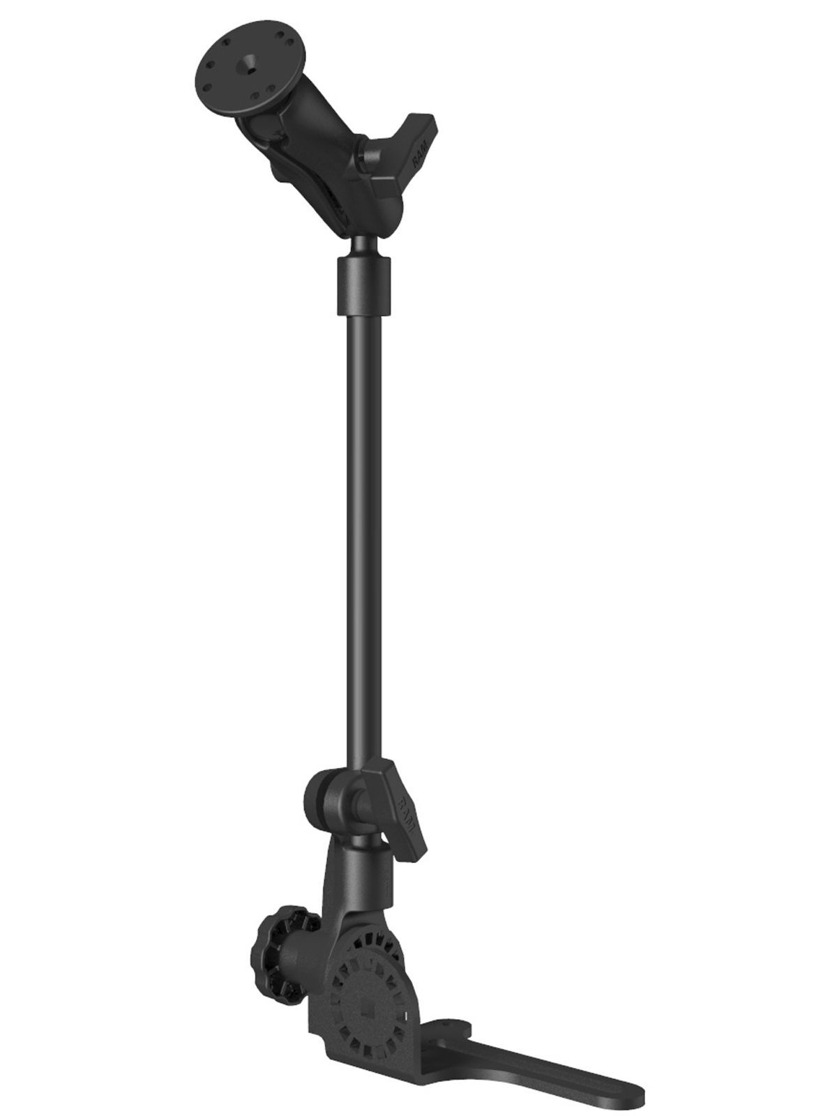 RAM Mounts Pod HD Universal Fahrzeughalterung - C-Kugel (1,5 Zoll), max. 80 cm hoch, mittlerer Verbindungsarm, runde Basisplatte, 4-Loch AMPS