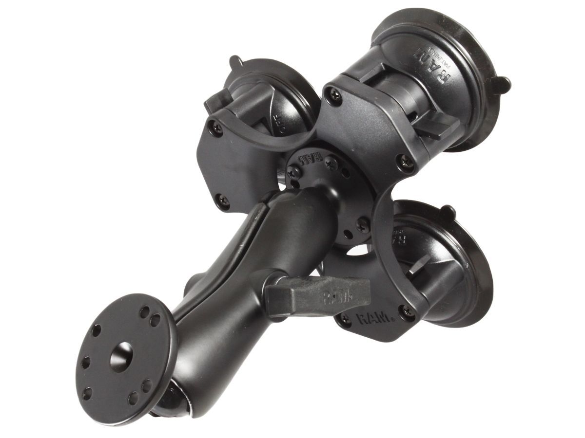 RAM Mounts Triple-Saugfuss mit AMPS-Anbindung - mittlerer Verbindungsarm, 2x runde Basisplatte (AMPS), C-Kugel (1,5 Zoll), im Polybeutel