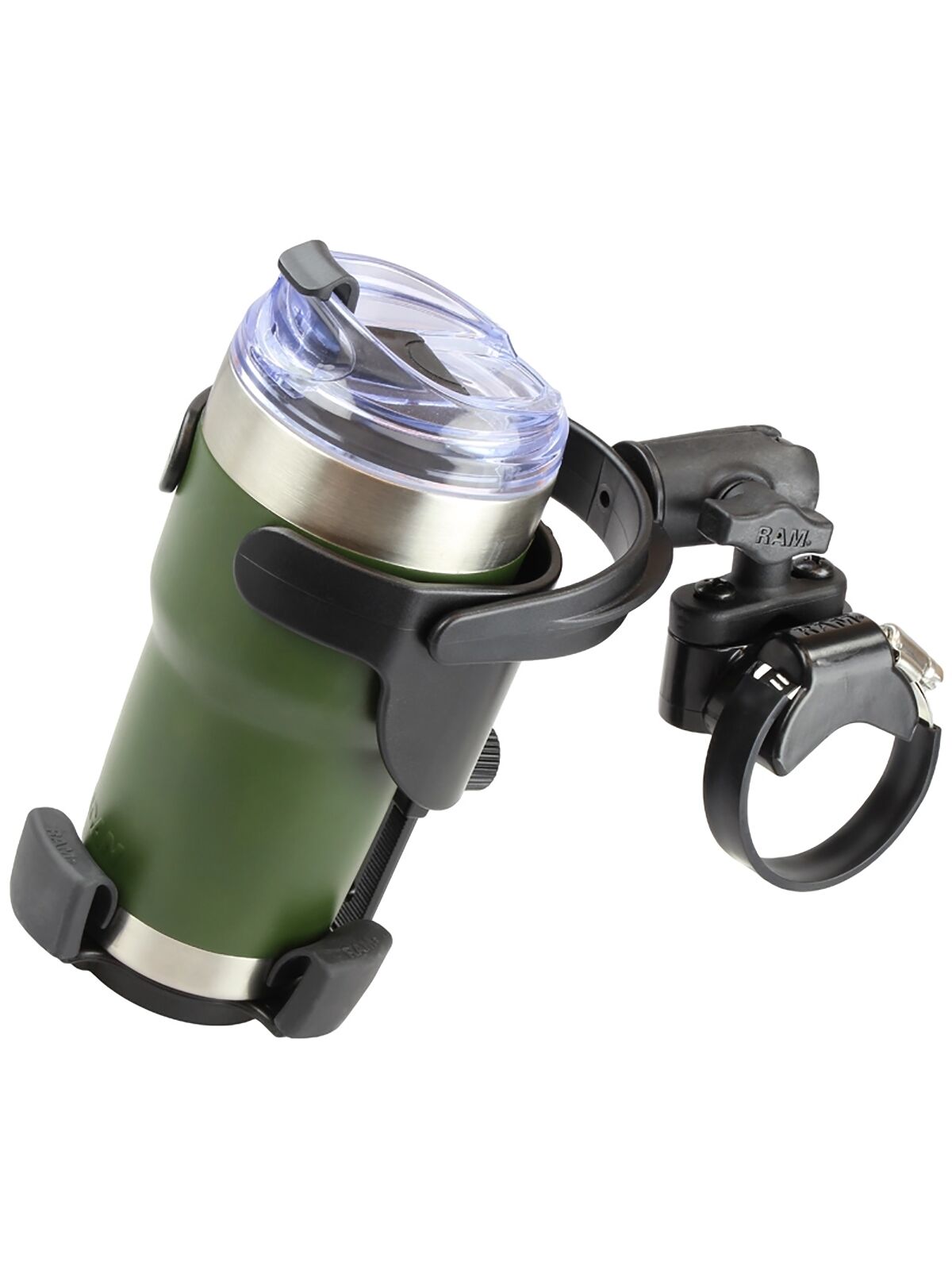 RAM Mounts Getränkehalterung Level Cup XL - mit Rohrschelle, B-Kugel (1 Zoll), im Polybeutel