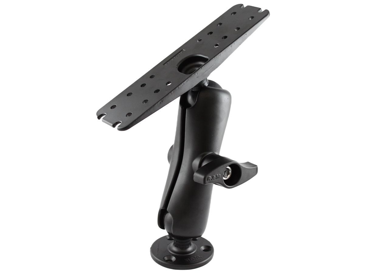 RAM Mounts Aufbau-Set - runde Basisplatte (95,3 mm Durchmesser), mittlerer Verbindungsarm, Adapterplatte (279 x 76 mm), D-Kugel (2,25 Zoll), im Polybe
