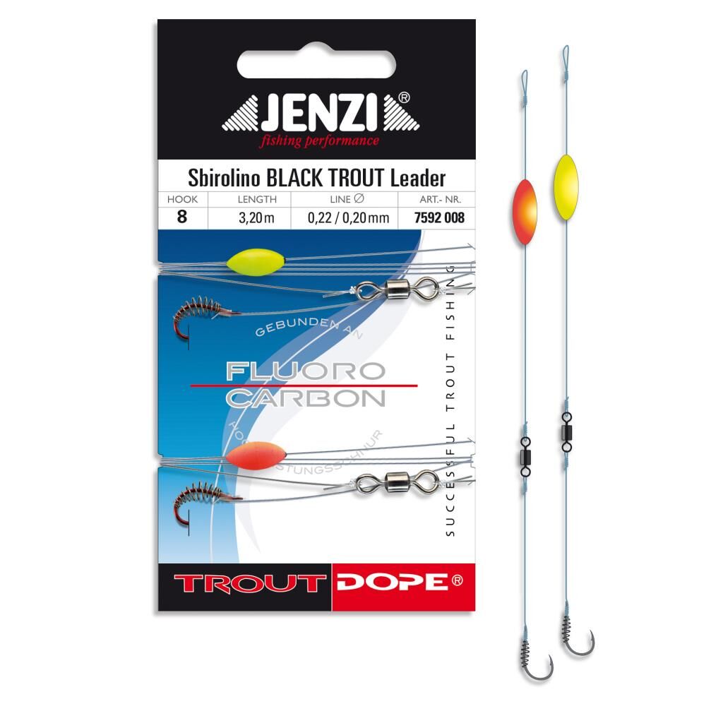 Jenzi Red Trout Vorfach, Durchmesser Vorfach 0,22 / 0,20 mm Hakengröße 8